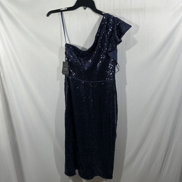 NWT‎ $358 Ieena for Mac Duggal [ 8 ] Sequin One-Shoulder Cocktail Dress - Picture 10 of 12